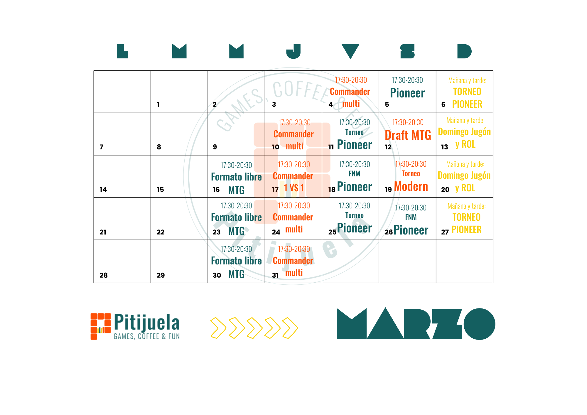 Calendario eventos Marzo